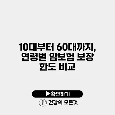 10대부터 60대까지, 연령별 암보험 보장 한도 비교