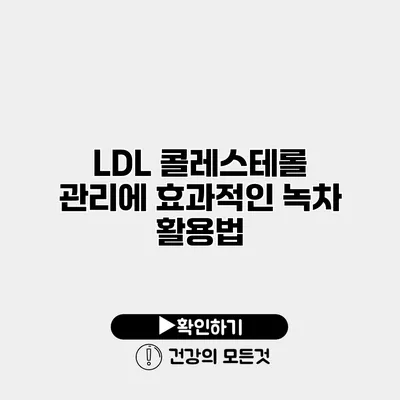 LDL 콜레스테롤 관리에 효과적인 녹차 활용법