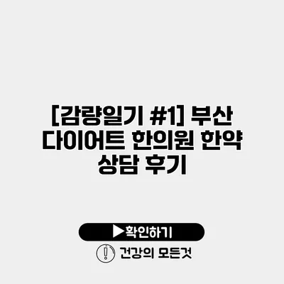 [감량일기 #1] 부산 다이어트 한의원 한약 상담 후기
