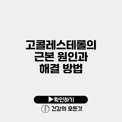 고콜레스테롤의 근본 원인과 해결 방법