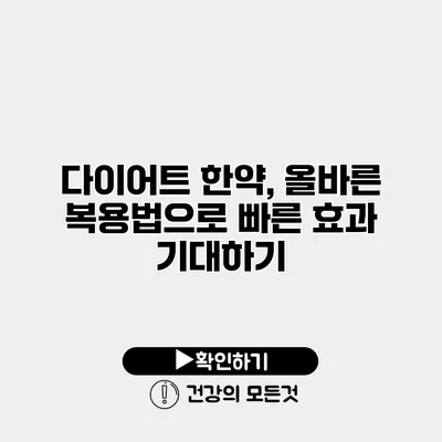다이어트 한약, 올바른 복용법으로 빠른 효과 기대하기