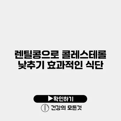렌틸콩으로 콜레스테롤 낮추기 효과적인 식단