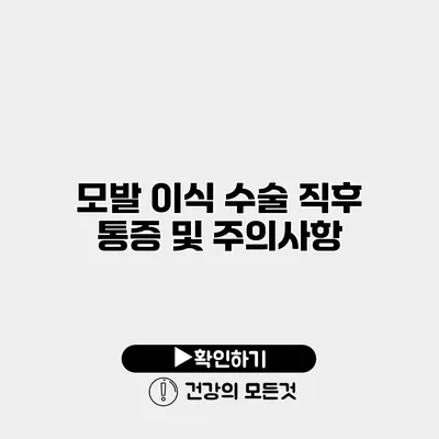 모발 이식 수술 직후 통증 및 주의사항