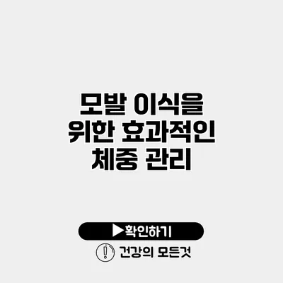 모발 이식을 위한 효과적인 체중 관리