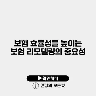 보험 효율성을 높이는 보험 리모델링의 중요성