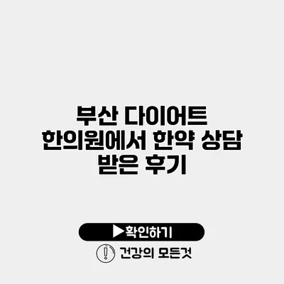 부산 다이어트 한의원에서 한약 상담 받은 후기