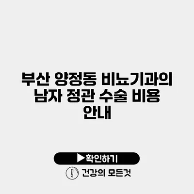 부산 양정동 비뇨기과의 남자 정관 수술 비용 안내