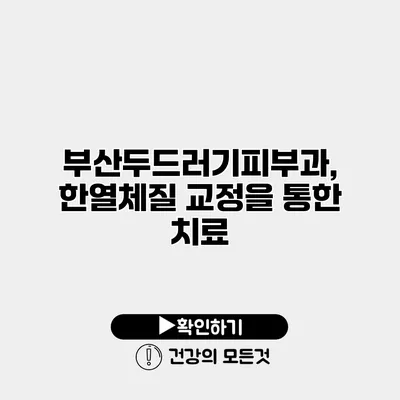 부산두드러기피부과, 한열체질 교정을 통한 치료