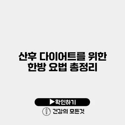 산후 다이어트를 위한 한방 요법 총정리