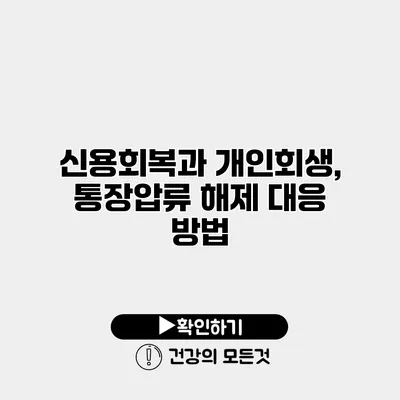 신용회복과 개인회생, 통장압류 해제 대응 방법