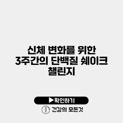 신체 변화를 위한 3주간의 단백질 쉐이크 챌린지