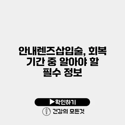안내렌즈삽입술, 회복 기간 중 알아야 할 필수 정보