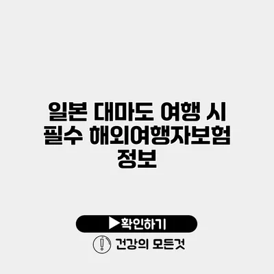 일본 대마도 여행 시 필수 해외여행자보험 정보