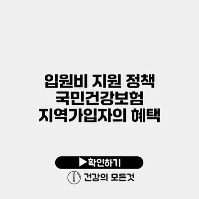 입원비 지원 정책 국민건강보험 지역가입자의 혜택