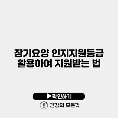 장기요양 인지지원등급 활용하여 지원받는 법