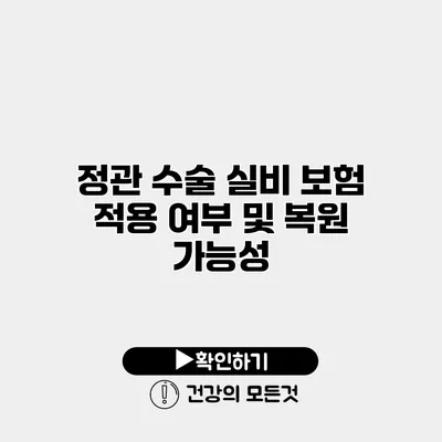 정관 수술 실비 보험 적용 여부 및 복원 가능성