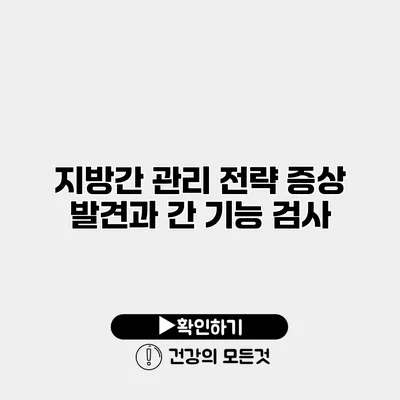 지방간 관리 전략 증상 발견과 간 기능 검사