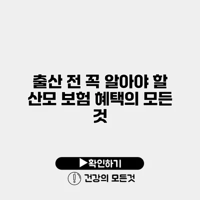출산 전 꼭 알아야 할 산모 보험 혜택의 모든 것