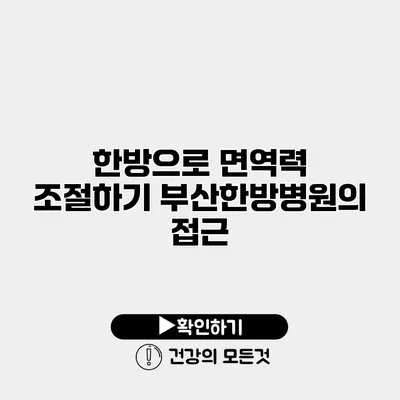 한방으로 면역력 조절하기 부산한방병원의 접근