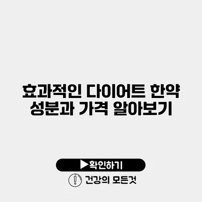 효과적인 다이어트 한약 성분과 가격 알아보기