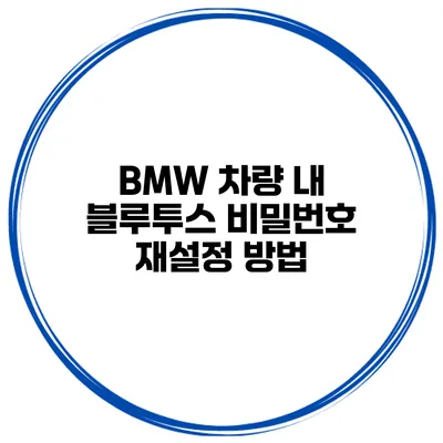 BMW 차량 내 블루투스 비밀번호 재설정 방법