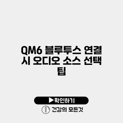 QM6 블루투스 연결 시 오디오 소스 선택 팁