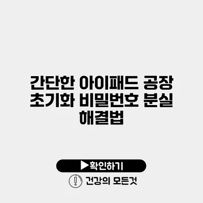 간단한 아이패드 공장 초기화 비밀번호 분실 해결법