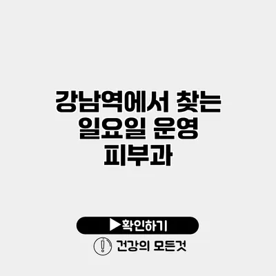 강남역에서 찾는 일요일 운영 피부과