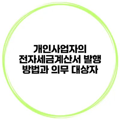 개인사업자의 전자세금계산서 발행 방법과 의무 대상자