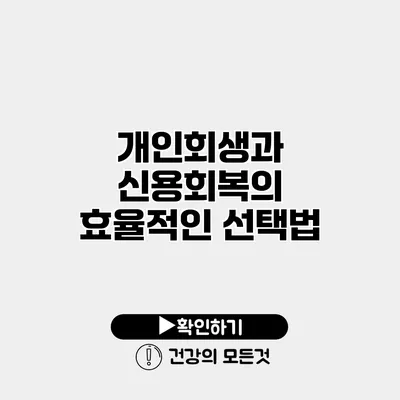 개인회생과 신용회복의 효율적인 선택법