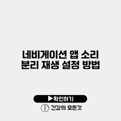 네비게이션 앱 소리 분리 재생 설정 방법