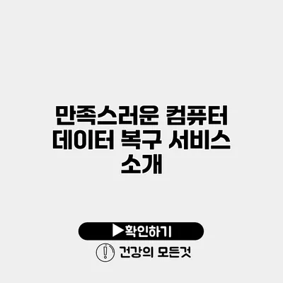 만족스러운 컴퓨터 데이터 복구 서비스 소개