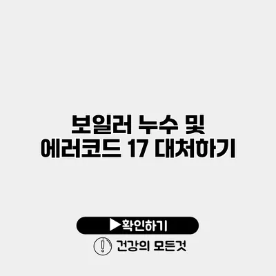 보일러 누수 및 에러코드 17 대처하기