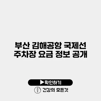 부산 김해공항 국제선 주차장 요금 정보 공개