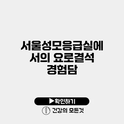 서울성모응급실에서의 요로결석 경험담