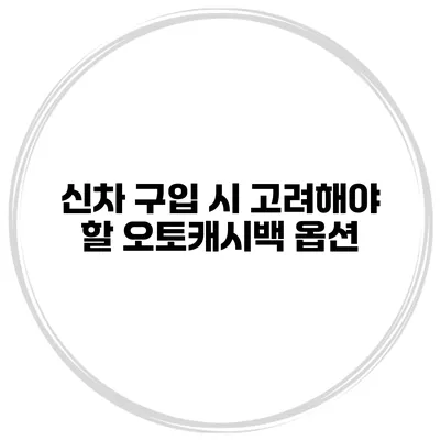 신차 구입 시 고려해야 할 오토캐시백 옵션