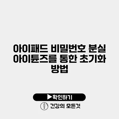 아이패드 비밀번호 분실 아이튠즈를 통한 초기화 방법