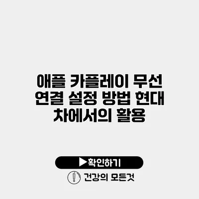 애플 카플레이 무선 연결 설정 방법 현대 차에서의 활용