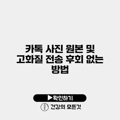 카톡 사진 원본 및 고화질 전송 후회 없는 방법
