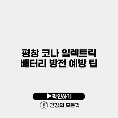 평창 코나 일렉트릭 배터리 방전 예방 팁