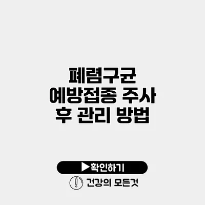 폐렴구균 예방접종 주사 후 관리 방법
