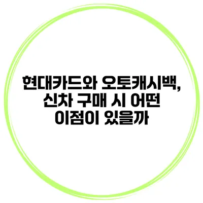 현대카드와 오토캐시백, 신차 구매 시 어떤 이점이 있을까?