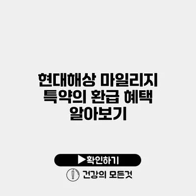 현대해상 마일리지 특약의 환급 혜택 알아보기