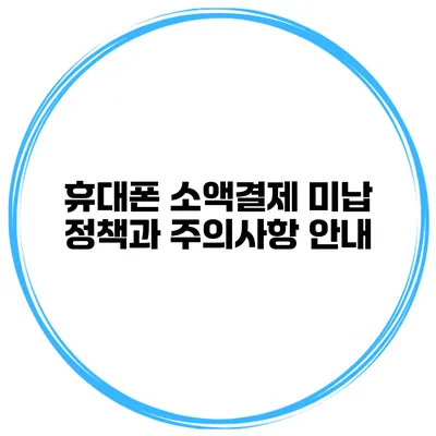 휴대폰 소액결제 미납 정책과 주의사항 안내