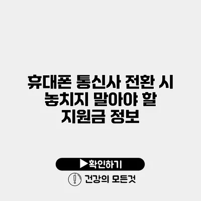 휴대폰 통신사 전환 시 놓치지 말아야 할 지원금 정보